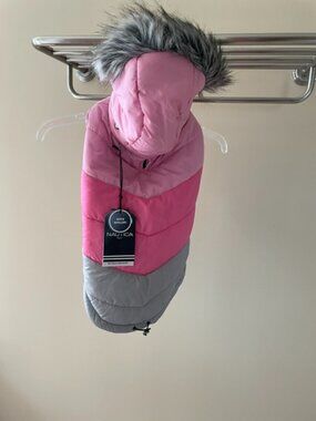 Nautica warm dog jacket in size large with detachable hood